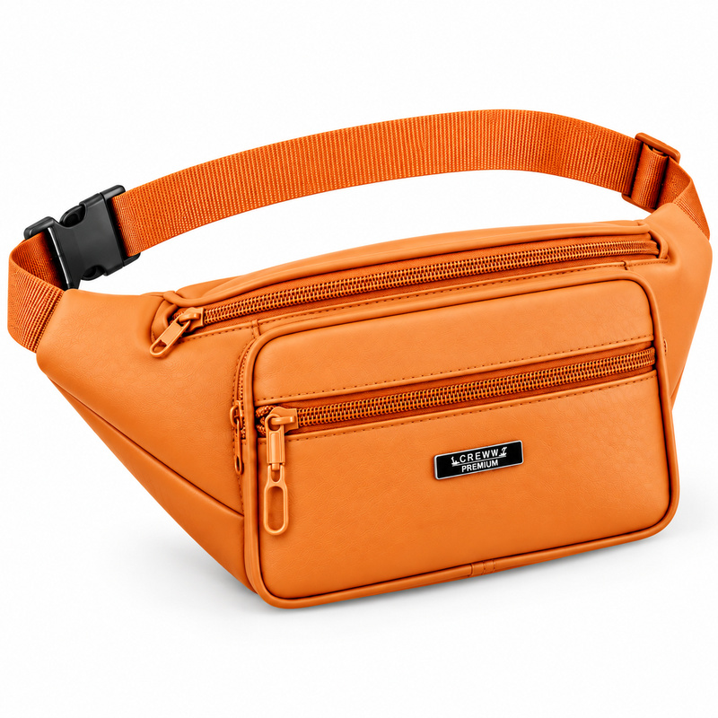 (image for) 1443 Tan Leather Bumbag With 4 Zips (New)
